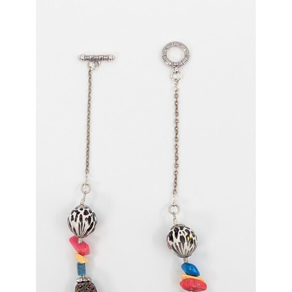 Chunky Necklace Glass Beaded Lampwork Boho Chic Eclectic Statement Piece Artsy - Picture 8 of 11